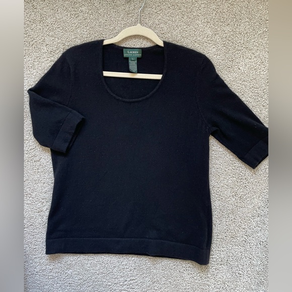 Lauren by Ralph Lauren Cashmere Short-Sleeve Sweater in black size L - Picture 6 of 7